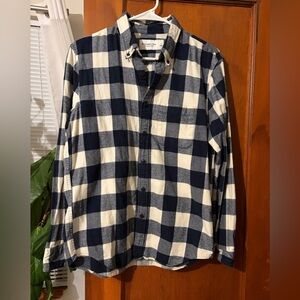 Abercrombie & Fitch Navy and White Plaid Flannel Shirt